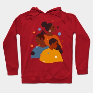 African american man and women in colourful Hoodie